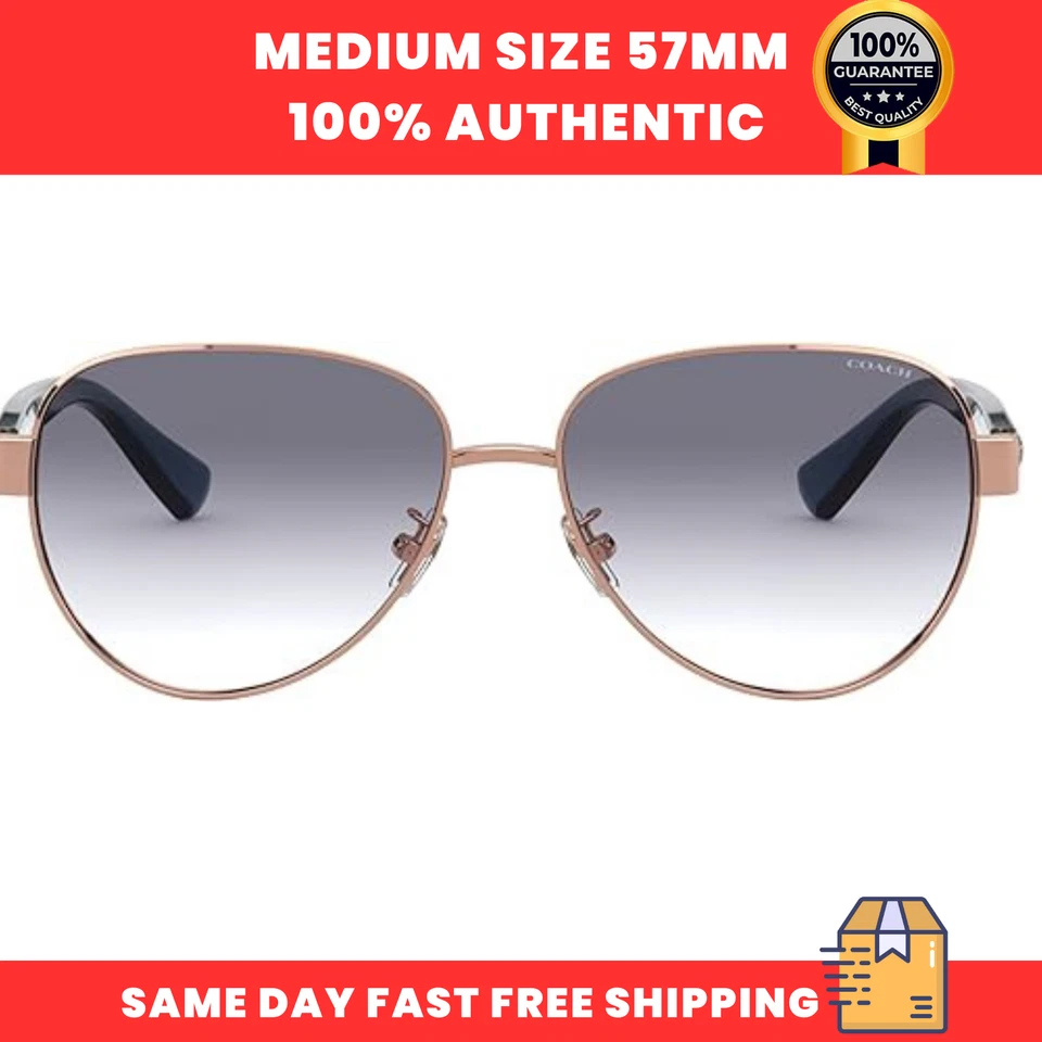 Coach Women's Sunglasses HC7111 933179 Rose Gold Aviator Gray Gradient Lens 57mm - Image 1 of 4
