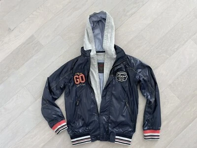 Catimini Boys Jacket Zip Windbreaker Rain Blue Hooded Sz 12 - Image 1 of 4