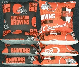 Set Of 8 Stick Slick Cleveland Browns Cornhole Bean Bags FREE SHIPPING - Picture 1 of 2