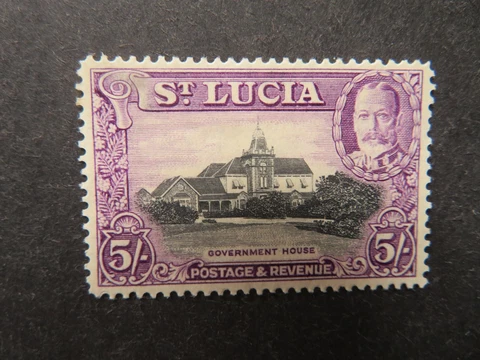 1936 St Lucia 5s Black & Violet SG123 Mounted Mint Cover