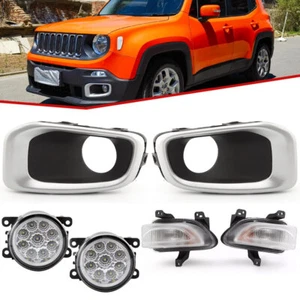 LED DRL Daytime Fog Light +Cover For Jeep Renegade 2015-2018 w/Park Turn Signal - Bild 1 von 18