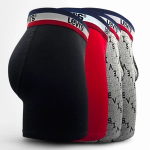 Levi's men's boxer 4 pack Black, Red And grey cotton stretch Boxer Briefs - Picture 1 of 27