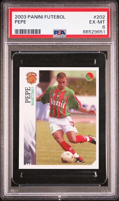 2003 Panini Futebol 202 Pepe RC Rookie PSA 6 EX-MT Portugal Real Madrid Marítimo - Imagem 1 de 2