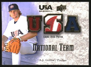 2008-09 USA Baseball National Team Jersey Patch #NTAG A.J. Griffin /50