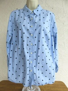 Talbot's Women's Blue & Black Dot Pattern Long Sleeve Button Down Top Size X - Picture 1 of 5