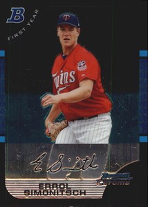 2005 Bowman Chrome Minnesota Twins Baseball Card #217 Errol Simonitsch RC