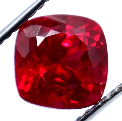 6.50 Ct Natura Burma Red Ruby Cushion Cut Certified Loose Gemstone + Free Gift - Image 1 of 4