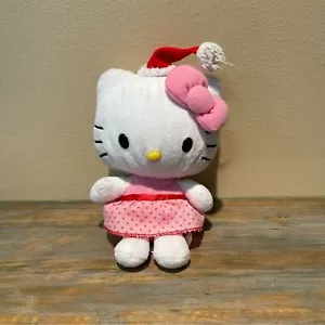 Hello Kitty Santa Hat Pink Bow Plush 8” Tall 2015 Collectible Dressed - Picture 1 of 9