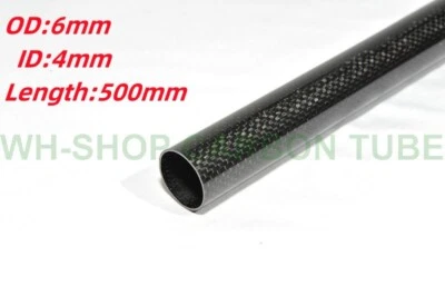 3k Carbon Fiber Tube Ø 6mm x Ø 4mm x 500mm Roll Wrapped Mold Parts Bearing Poles - Image 1 of 4
