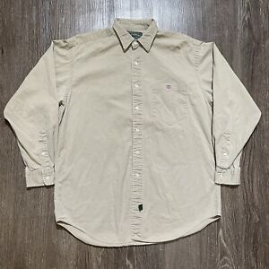Vintage Ralph Lauren Polo Country Shirt Mens M Tan Long Sleeve Twill Button Down