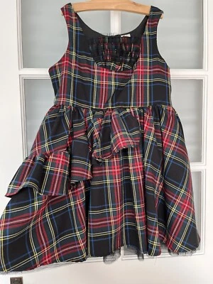Harajuku Mini Girls XL Holiday Red Black Plaid Tartan Mini Dress 14 16 Punk Rock - Image 1 of 4