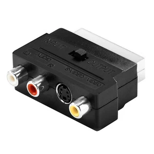Scart auf 3x Cinch Buchsen RCA IN/Out Umschalter S-Video AV Audio Video Adapter - Bild 1 von 10