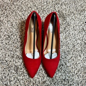 Heel The World Red Pumps Pointed Toe Stiletto Heels Party Shoes Size 8 - Picture 1 of 8