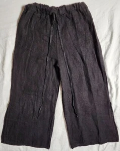 Gigi Moda Woman's Capri Pants Black 28 Waist Linen Drawstring Made Italy - Picture 1 of 17
