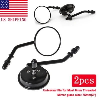 Espejos retrovisores redondos negros para motocicleta Harley Davidson Road Glide King Softail Dyna Foto 1 de 4