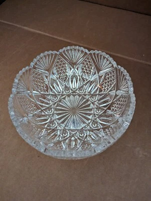 Mikasa Hoya Corte Cristal 9" Cuenco Abanicos Diamantes Escotilla Cruzada Estrellas Pesado  Foto 1 de 4