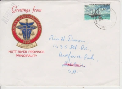 Sello Isla del Coco 1978 cubierta Hutt River Province Northampton Cenicientas reverso Foto 1 de 2