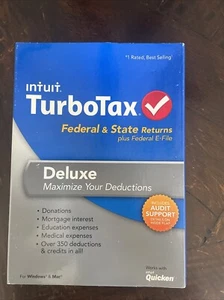 Intuit Turbotax Deluxe 2013 Federal Returns Plus E-File Turbo Tax PC/MAC - Picture 1 of 2