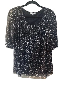 Rose + Olive Damen Schwarz Weiß Shirt Top Bluse Polyester Größe: Medium - Bild 1 von 6