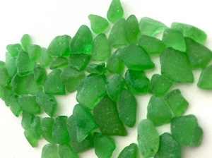 60 pc Beach Sea Glass Surf Tumbled frosted ocean craft Green seaglass art G2 USA - Picture 1 of 11