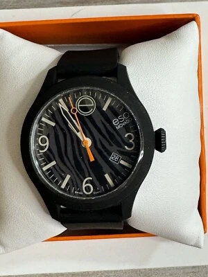 ESQ Movado 男女通用硅胶不锈钢手表黑色老虎条纹 — 第 1/4 张图片
