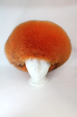 BRAND NEW ORANGE FOX FUR BERET STYLE HAT WOMEN WOMAN SIZE ALL - Image 1 of 4