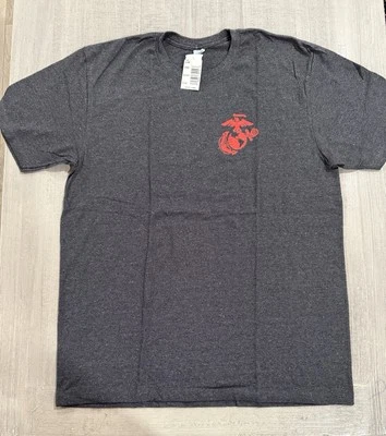 UNITED STATES MARINE CORPS - USMC With US FLAG T-Shirt - CHARCOAL - Size L - Image 1 of 3
