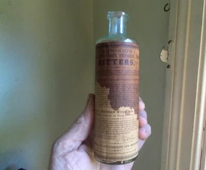 ATWOOD'S GENUINE VEGETABLE PHYSICAL JAUNDICE BITTERS NATHAN WOOD PORTLAND 1863 - Picture 1 of 9