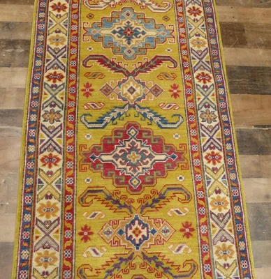 2'8"x10' New Pak Caucasian Super Kazak hand knotted wool Oriental rug runner - Image 1 of 4