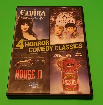 4 Horror Comedy Classics DVD Elvira Transylvania 6-5000 House II Killer Tomatoes - Image 1 of 3