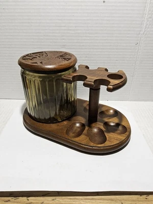 Vntg DECATUR IND. Tobacco Pipe Stand With An Integrated Humidor Jar Used - Bild 1 von 4