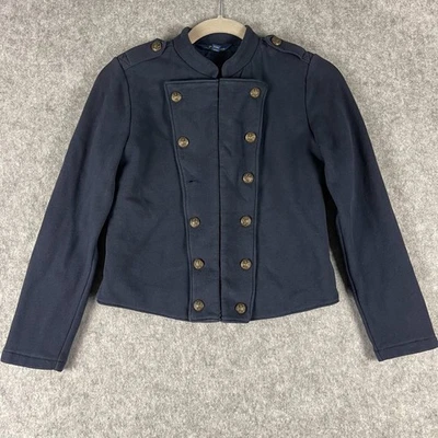 Polo Ralph Lauren French Terry Military Jacket Girls Large 12/14 Blue Preppy - Image 1 of 4