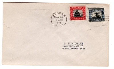 #620-21 Norse-American Set on 1 FDC 1925 - Algona IA C.E. Nickles - Image 1 of 2