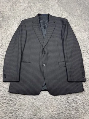 Костюм шерстяной Daniel Cremieux Loro Piana блейзер мужской 46L черный в полоску куртка Италия - Изображение 1 из 4