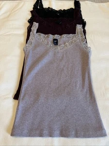 Gap Lace Trim Tank Ribbed Size Small Bundle With 3 Lilac Black Burgundy - Picture 1 of 12
