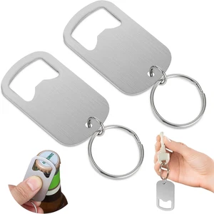 2Pcs Bottle Opener Keychain, Stainless Steel Flat Bottle Opener, Beer Bottle Cap - Picture 1 of 12