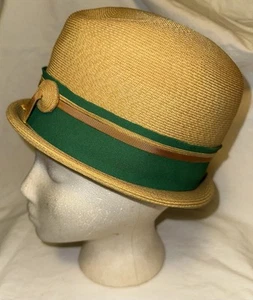 Vintage Damen Fischerhut Stroh schmale Krempe ungefüttert - Bild 1 von 7