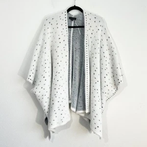 Kalligraphie Strickjacke Pullover Damen XL Wickel Dalmatiner flauschig kuschelig gepunktet Cape - Bild 1 von 6