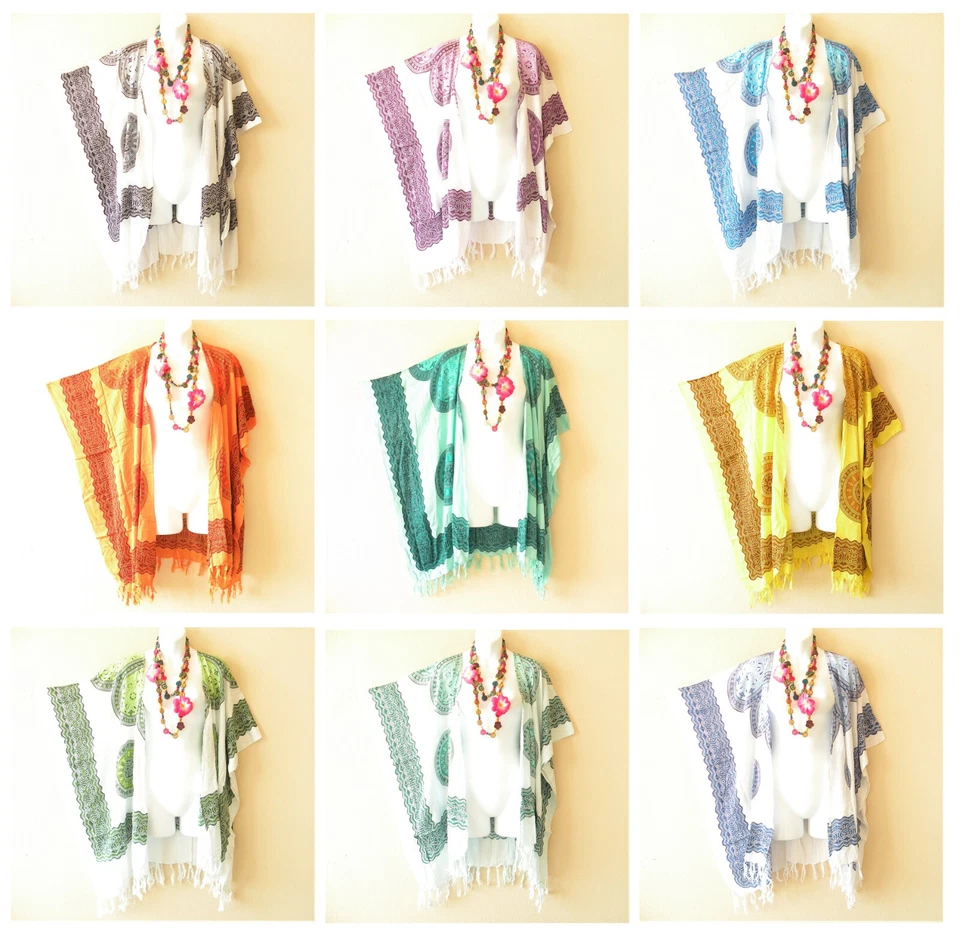 CG22 White Abstract Women Batik Plus Cover Up Open Duster Cardigan - up to 5X - Image 1 of 1