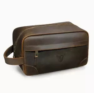 Kulturbeutel Leder Groß Kosmetiktasche Kulturtasche Waschtasche Herren und Damen - Bild 1 von 1