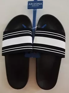 11201) Arizona Jean Co size XL 4/5 slip on sandals Boys New Black/White stripe - Picture 1 of 5