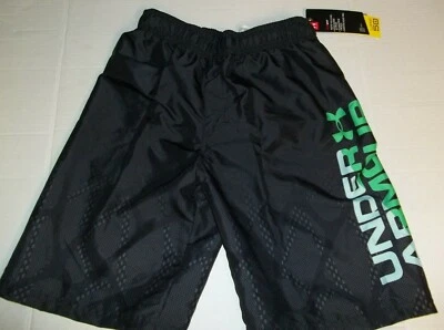 NOVO Under Armour jovem pequeno preto sólido meninos maiô tronco tabuleiro shorts  - Imagem 1 de 3