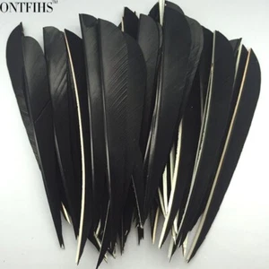 50PCS 5inch Black Parabolic Vanes Fletches Feathers Fletching RW LW - Picture 1 of 5