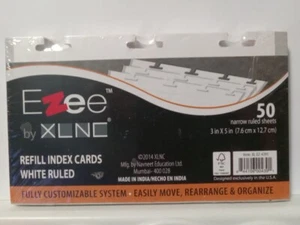 Ezee Refill Index Cards White Ruled 1 Pack 50 Cards XLNC Office 3" x 5" New 2014 - Picture 1 of 1