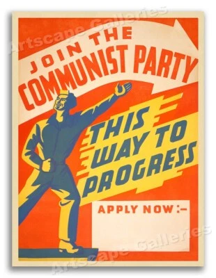 "Join the Communist Party" 1940s Vintage Style Political Poster - 18x24