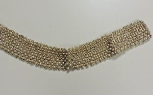 1960s Handmade Gold Satin with Gold Cords and Rows of Pearl Collar - Picture 1 of 4