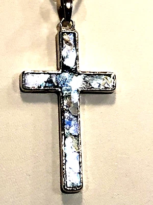 COLLAR COLGANTE CRISTAL ROMANO O PAZ 18", PLATA DE LEY (M4577-24) Foto 1 de 4