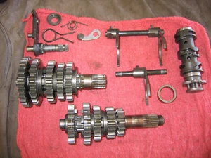 1988 KTM 250 MX OEM TRANSMISSION ALL GEARS MAIN COUNTER SHAFT SHIFT FORKS DRUM - Picture 1 of 22