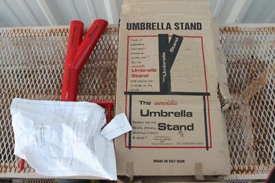 ~ DE COLECCIÓN EXTERIOR METAL ROJO EL INCREÍBLE SOPORTE PARAGUAS CON CAJA Y PAPELEO~ Foto 1 de 4