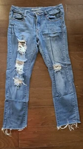 Machine Pour Neuf Mode Jeans Womens 9 Skinny Distressed Straight Leg Denim - Picture 1 of 11